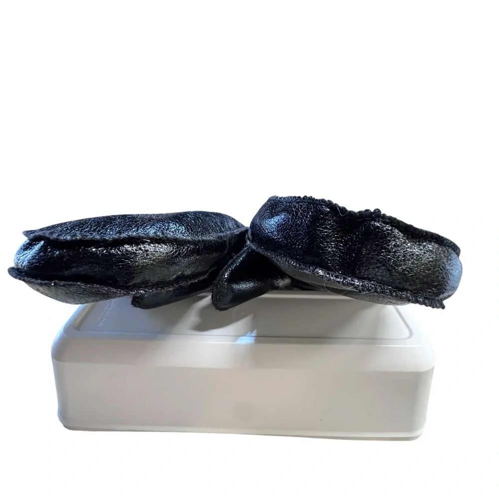 Anthropologie Mittens Shimmering Metallic Black Faux Fur lined exclusive NWOT